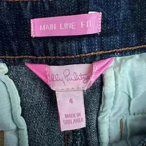 Lilly Pulitzer Main Line Fit Denim Jeans Size 4 Wide Leg Crop - Picture 7 of 8